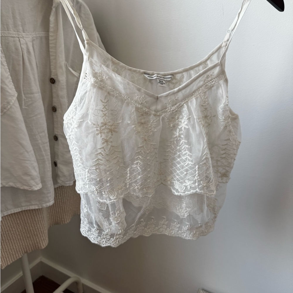 American Eagle Outfitters White Lace Crop Camisole